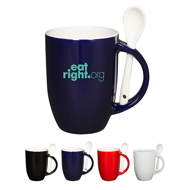The Dapper 12oz Ceramic Mug With Spoon - 4.3100" H x 3.2500" Diameter